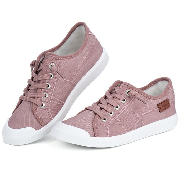 Womens Pink Canvas Shoes Slip Ons Casual Sneakers Kicks Footwear Tennis Flats